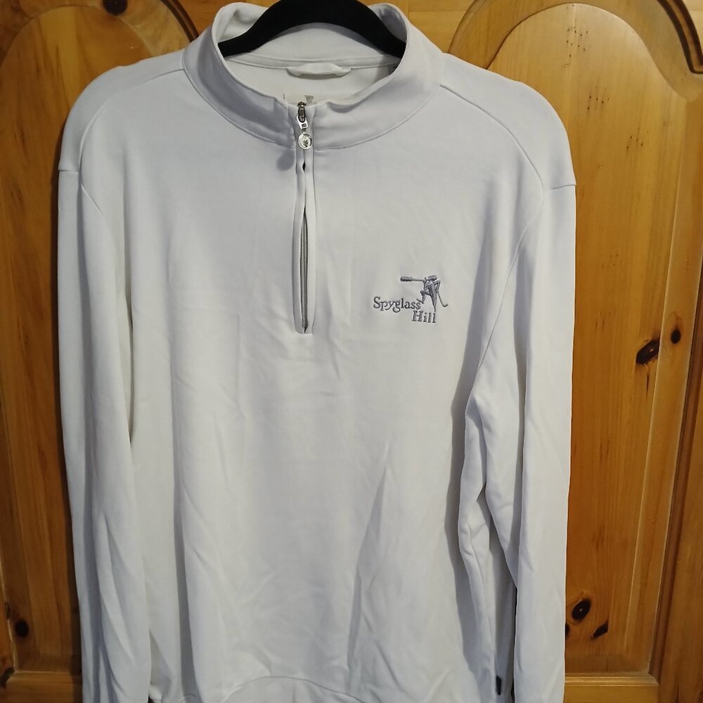 Linksoul Quarter Zip Pullover Men Medium White Spyglass Hill (CA) Golf Stretch
